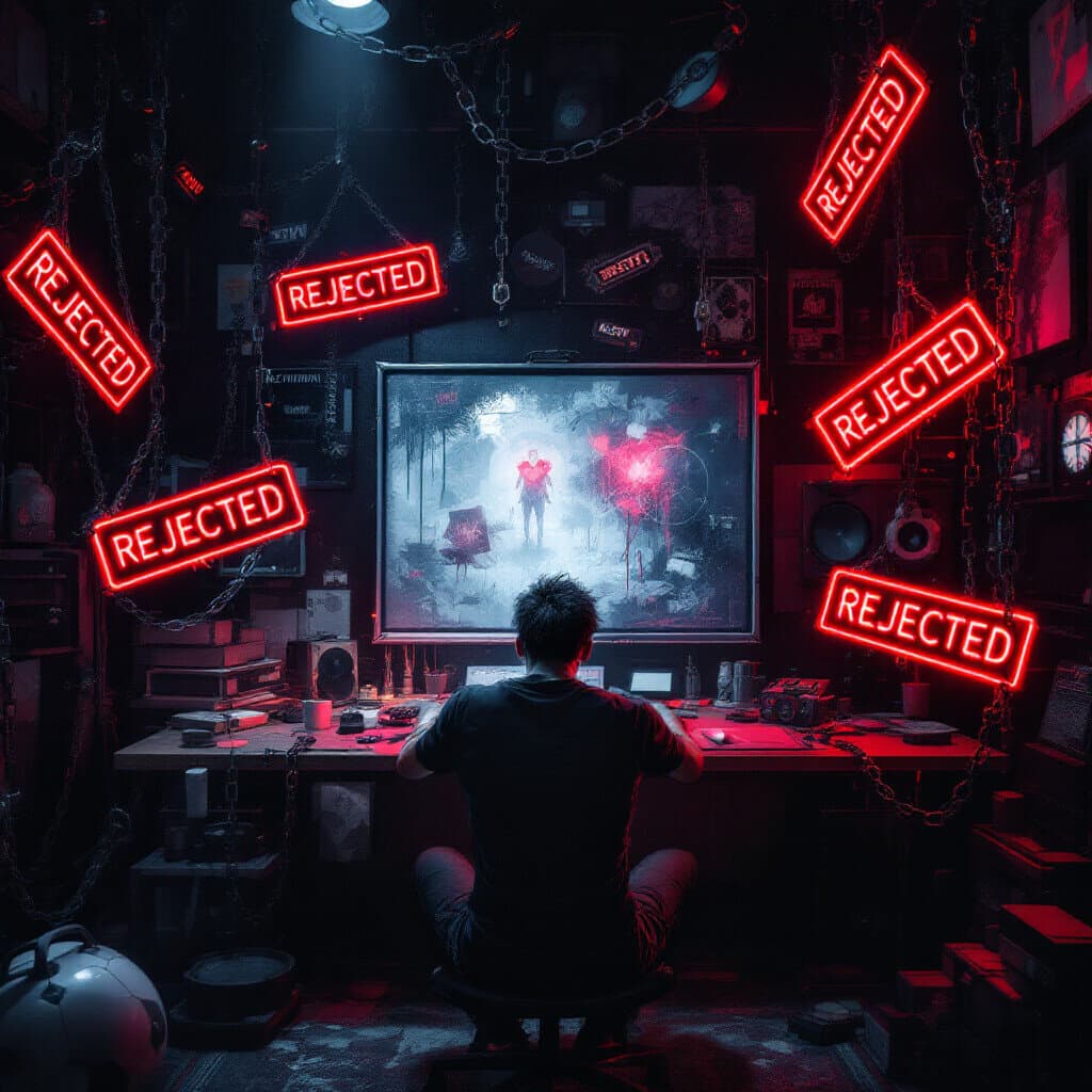 A visual of a rejected or blocked process
